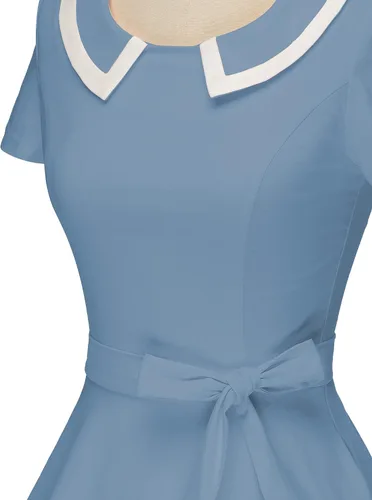 Vista 3 de GownTown Vestidos para mujer, estilo vintage de los años 50, vestidos elásticos con bolsillos