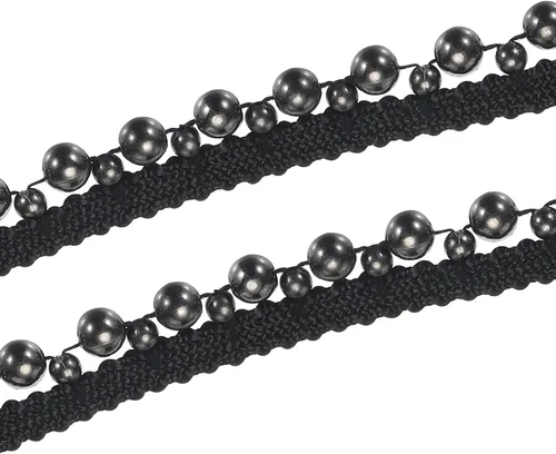 Vista 10 de MECCANIXITY Cinta de encaje de perlas de imitación de 5 yardas, borla, fleco de perlas para boda, fiesta, cinta, decoración de ropa para el cabello