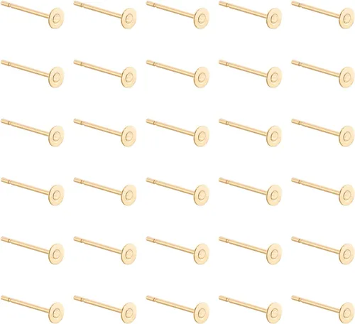 Vista 10 de Craftdady Juego de 60 aretes de acero inoxidable de 0.197 in, dorados, plateados, dorados, plateados, aretes en blanco, kit de fabricación