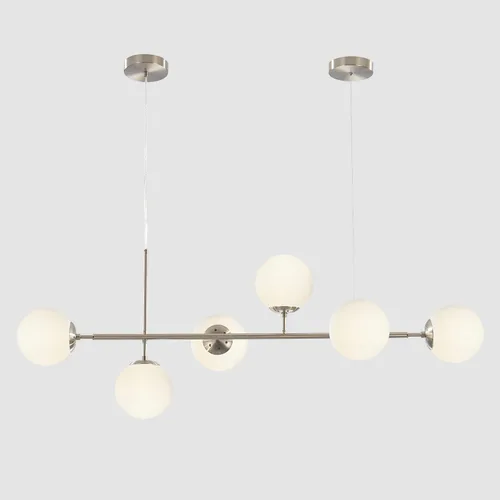 Vista 11 de BOKT Moderna lámpara colgante de bola de cristal de 6 luces para isla de cocina, lámpara colgante lineal para sala de estar, comedor