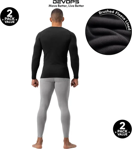 Vista 3 de DEVOPS Paquete de 2 camisas térmicas de compresión de manga larga para hombre 1#) Negro/Negro
