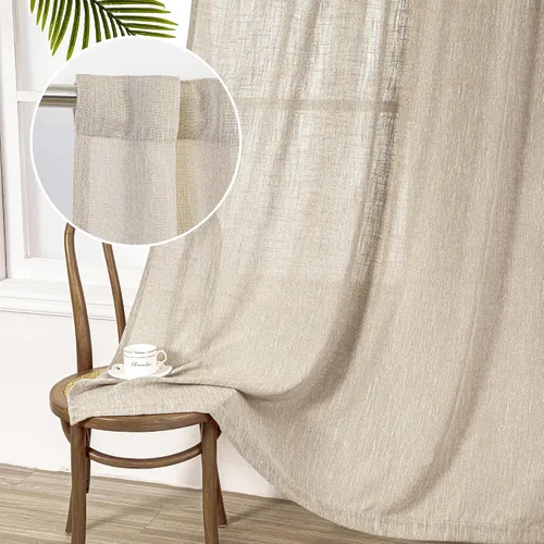 Vista 71 de MYSKY HOME Cortinas naturales de puerta francesa para ventana de puerta, 40 pulgadas de largo, cortas, semitransparentes, filtrantes de luz