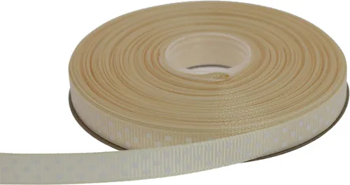 Vista 52 de Cinta de grogrén de lunares de 25 yardas cada rollo 100% poliéster (1 pulgada, beige)