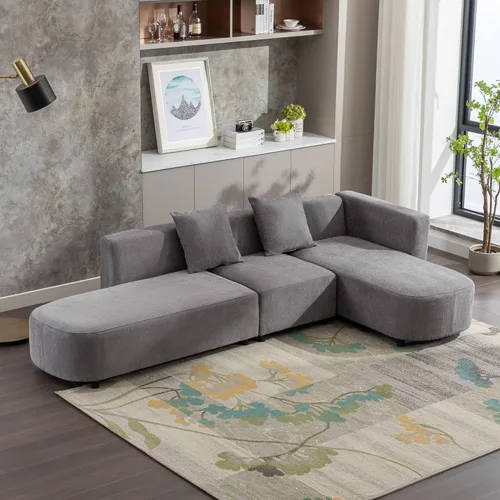 Vista 11 de Divertido y moderno sofá modular grande en forma de U como Lego, juego de sofá tapizado con otomana extraíble y asiento de almacenamiento, sofá cama