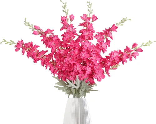 Vista 18 de IPOPU Flores Falsas Delphinium de 33.5 pulgadas, Flores Artificiales de Seda, 6 Piezas Azul Claro Larkspur Flores Artificiales de Tallo Largo