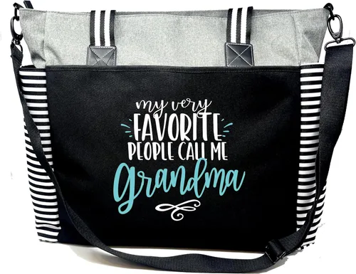 Vista 9 de Brooke & Jess Designs Bolso de mano para la abuela – Bolso de lona resistente con cremallera y bolsillo interior para la abuela para uso diario