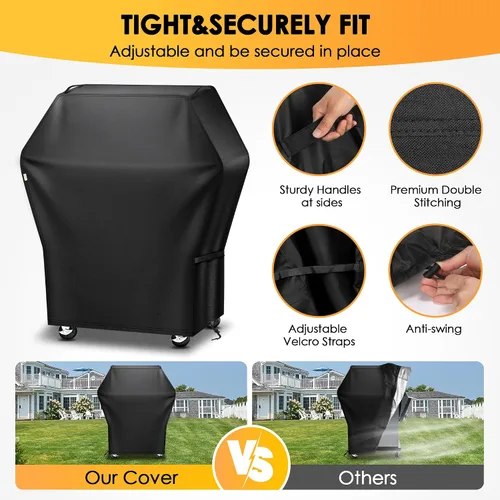 Vista 3 de Funda para parrilla de 32 pulgadas para parrilla al aire libre, impermeable, resistente a la intemperie, resistente a los rayos UV y a