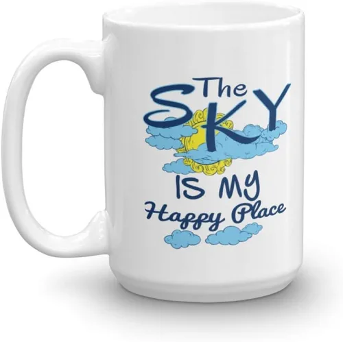 Vista 9 de The Sky Is My Happy Place Taza de café y té para un piloto, planeador y personas que aman el paracaidismo y el parapente (11 onzas)