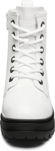 Vista 4 de Dream Pairs Botas de combate negras, con cordones, botines para mujer
