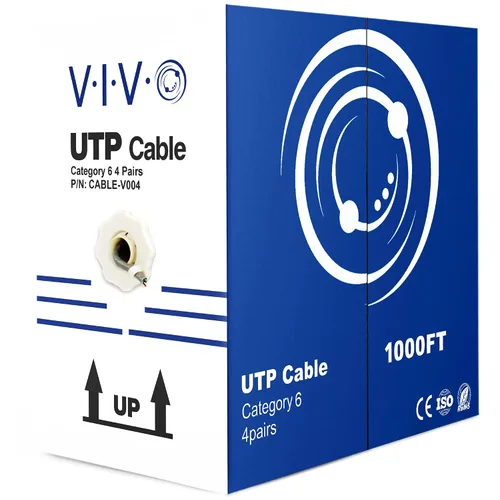 Vista 15 de VIVO Cable Cat6 a granel de 500 pies, cable Ethernet CCA, 23 AWG, caja de extracción UTP, red LAN, azul, CABLE-V006B Cable Ethernet CCA, 23 AWG