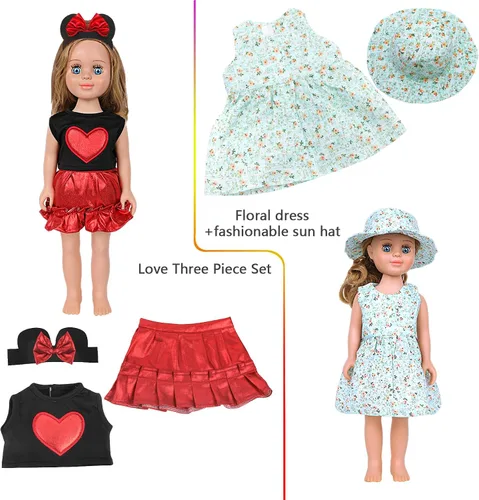 Vista 2 de MSYO 10 piezas de ropa de muñeca, ropa de muñeca de 18 pulgadas, ropa de muñeca de bebé, para muñecas de 16 a 18 pulgadas, vestidos de encaje