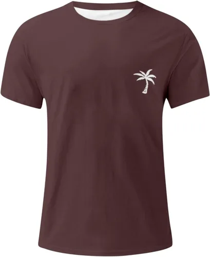 Vista 3 de Camisas casuales para hombre, cuello redondo, manga corta, sueltas, de verano, a la moda