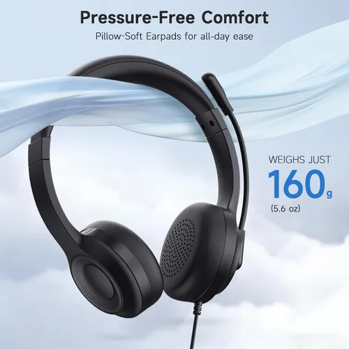Vista 6 de AOC Auriculares USB con micrófono para PC, auriculares con cable
