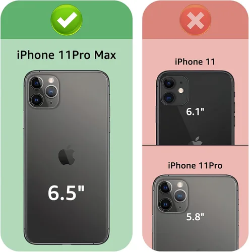 Vista 2 de XcaseBar Funda tipo cartera para iPhone 11 Pro Max de 6.5 pulgadas con cremallera y tarjetero de crédito [bloqueo RFID], funda de piel sintética