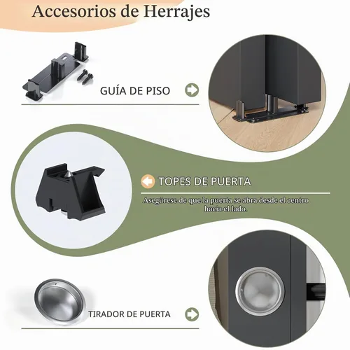 Vista 7 de EaseLife Kit de herrajes para puerta corredera doble bypass de 4 pies/48 pulgadas, grado comercial, aluminio, riel bypass para puertas de armario