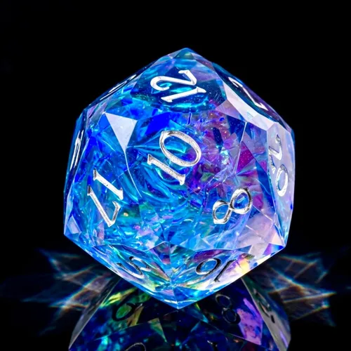 Vista 6 de Dados multifacéticos DND D20 individuales de resina con borde afilado de 20 caras D&D, poliédricos hechos a mano de 0.866 in para Calabozos