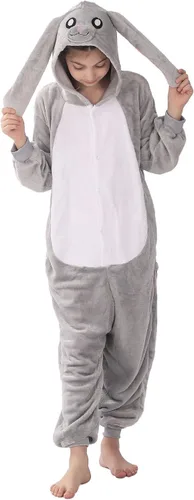Vista 3 de WOYASIM Pijama de animal para niños, disfraz de una pieza, ropa de dormir, Halloween, Pascua, cosplay para niñas y niños