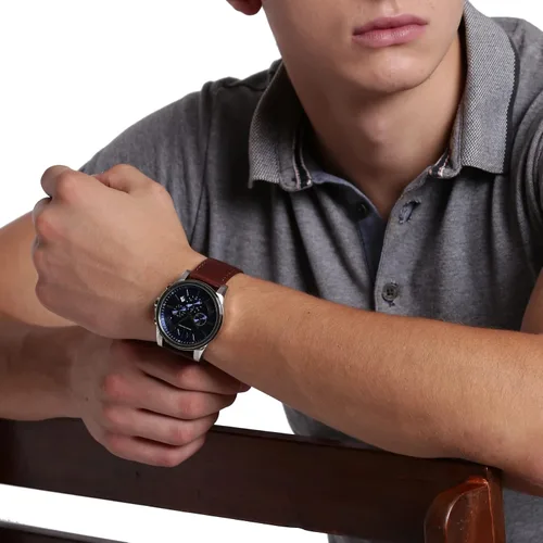 Vista 5 de Armani Exchange - Reloj de vestir con cronógrafo para hombre, con correa de cuero, acero o silicona