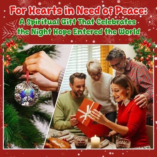 Vista 2 de GEEMBI Regalos cristianos de Navidad para mujeres y hombres – O Holy Night Adornos navideños de natividad de porcelana 3D 2025 – Regalos religiosos