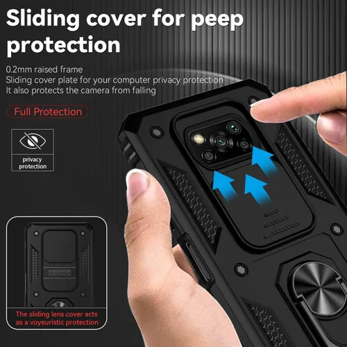 Vista 7 de Asuwish Funda de teléfono para Xiaomi Poco X3 Pro/PocoX3 NFC/Poco X3 con cubierta de cámara Protector de pantalla de vidrio templado, soporte