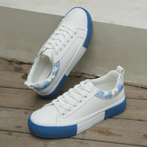 Vista 4 de JABASIC Zapatillas de deporte de plataforma para mujer, zapatillas de deporte de moda con cordones