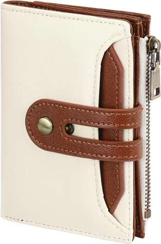 Vista 12 de GOIACII - Cartera pequeña para mujer con bloqueo RFID, piel auténtica, compacta, de dos pliegues, con soporte para tarjetas y bolsillo