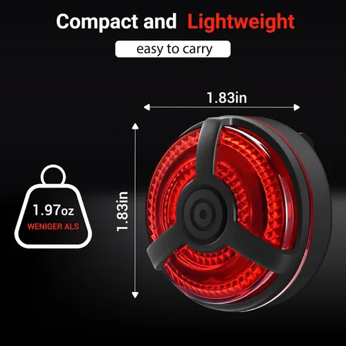 Vista 5 de Paquete de 2 luces traseras de bicicleta recargables USB, accesorios de luz intermitente de seguridad para ciclismo, con 5 modos de iluminación