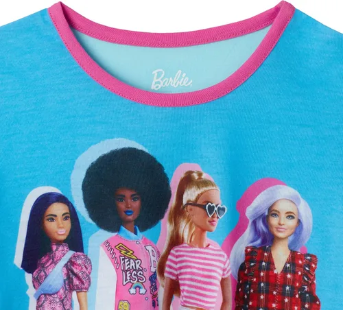 Vista 4 de Barbie Conjunto de pijama y camisa de dormir para niñas de 4 piezas para niñas