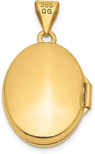 Vista 3 de Collar con medallón de fotos personalizado ovalado de oro amarillo de 14 quilates, joyería fina para mujer, regalos para ella