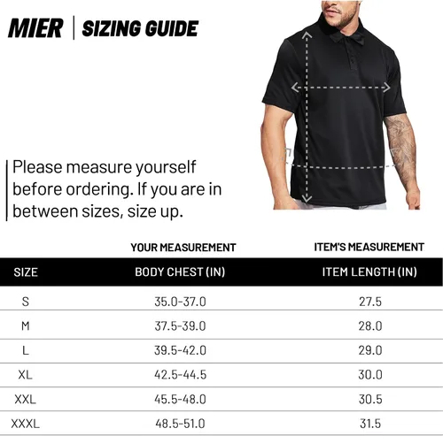 Vista 6 de MIER Men's Quick Dry Polo Shirts Polyester Casual Collared Shirts Short Sleeve, Moisture-Wicking, Sun Protection