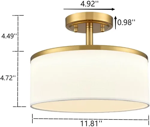 Vista 4 de DEYNITE Moderna lámpara de techo LED de latón dorado regulable 3000K-5500K Lámpara de techo semiempotrada para dormitorio
