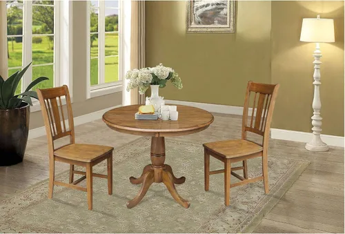 Vista 2 de Whitewood Industries International Concepts Mesa de pedestal redonda Pecan Nuez pacana