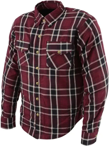Vista 17 de Camisa de motociclista Milwaukee Leather para hombre, de franela a cuadros con fibra de aramida y armadura - Azul pequeña