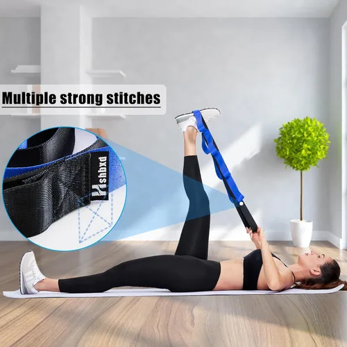 Vista 3 de Correa elástica con bucles, bandas elásticas de piernas para ejercicio, correa de yoga para terapia física, cinturón de estiramiento de fascia