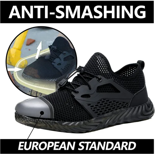 Vista 60 de SUADEX Zapatos deportivos con punta de acero para hombres y mujeres, indestructibles, ligeros, cómodos, antideslizantes, puntera compuesta
