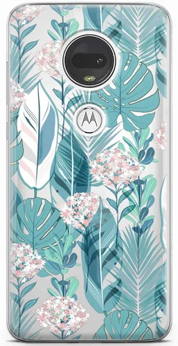 Vista 11 de Mertak Funda de teléfono compatible con Motorola Edge + Moto G9 G8 Plus G7 Play Power Z4 Slim Light Design Cover Tropical Abstract Girls Flamingo