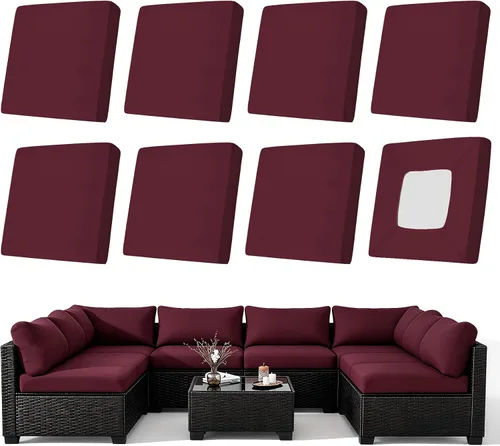 Vista 17 de NettyPro Juego de 4 fundas elásticas para cojines de asiento de sillas de patio, fundas elásticas de repuesto para la mayoría de sofás, protectores