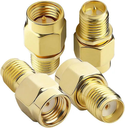 Vista 3 de Cable de antena SMA macho a RPSMA hembra RF adaptador coaxial convertidor paquete de 2 para cable de extensión coaxial WiFi Gold Plated 2PCS SMA