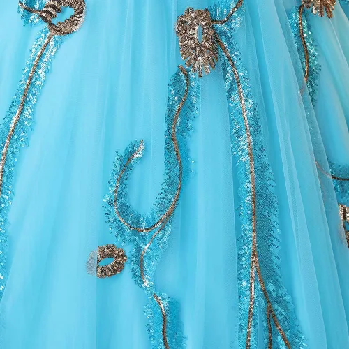 Vista 7 de NGBUY Elegante vestido de baile de tul para mujer, vestido de fiesta con hombros descubiertos, vestido de quinceañera brillante, vestido dulce 16