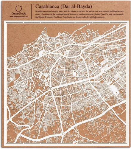Vista 13 de O3 Design Studio Aberdeen - Mapa de papel cortado en papel blanco de 12 x 12 pulgadas
