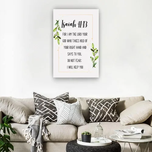 Vista 3 de Isaías 41 13 - Póster de arte de pared con versículo bíblico de oración, decoración de pared de sala de estar para el hogar, obras de arte