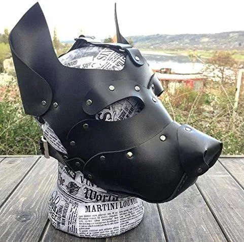 Vista 5 de Máscara de perro hecha a mano de cara completa cosplay steampunk accesorios de disfraz de Halloween