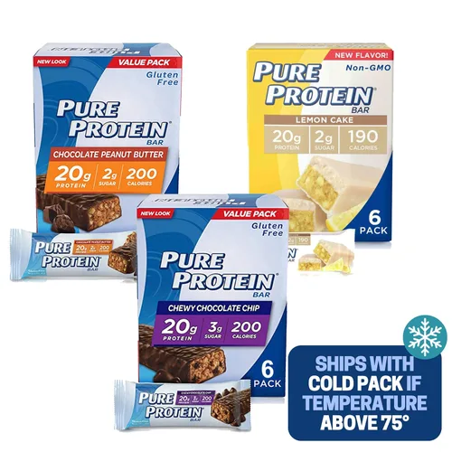 Vista 13 de Barras de proteína pura, chispas de chocolate masticable, chocolate de lujo, mantequilla de maní y chocolate, caja de 6-3 cajas, 1 caja de cada sabor
