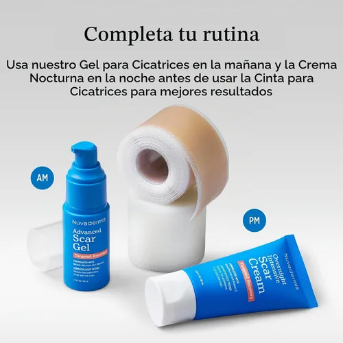 Vista 8 de Nuvadermis Paquete de cuidado de cicatrices - Gel avanzado para cicatrices y cinta de silicona para cicatrices