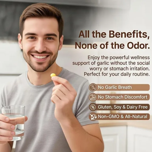 Vista 5 de Extracto de ajo envejecido, 300 cápsulas blandas, suplemento de ajo orgánico inodoro, madurado por 2 años, vegetariano, sin OMG, totalmente natural