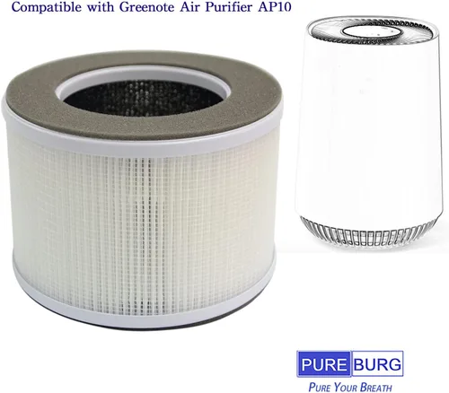Vista 2 de PUREBURG Filtro de repuesto compatible con purificadores de aire Greenote AP10 AP10-F3, H13 True HEPA y filtración multicapa de carbón activado