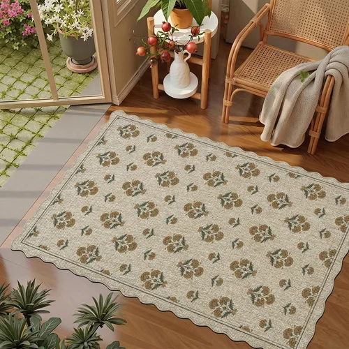 Vista 20 de ORTIGIA Alfombra festoneada de yute fácil de 3 x 5 pulgadas, color negro