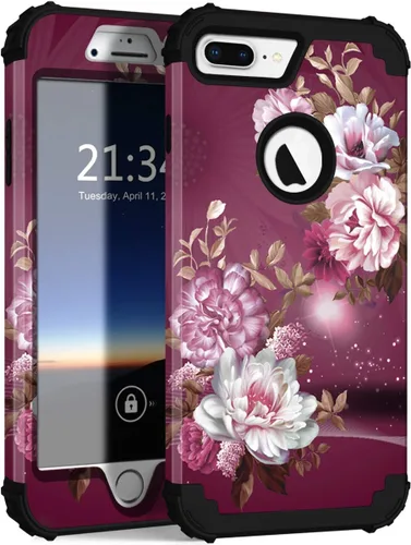 Vista 81 de Hocase Funda para iPhone SE 2022/2020, resistente a prueba de golpes, de plástico duro+goma de silicona, funda protectora híbrida para iPhone SE