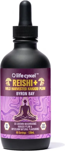 Vista 7 de Life Cykel - Extracto de hongo Reishi con ciruela Kakadu silvestre - Potente suplemento de apoyo inmunológico y del sueño, gotas de hongos