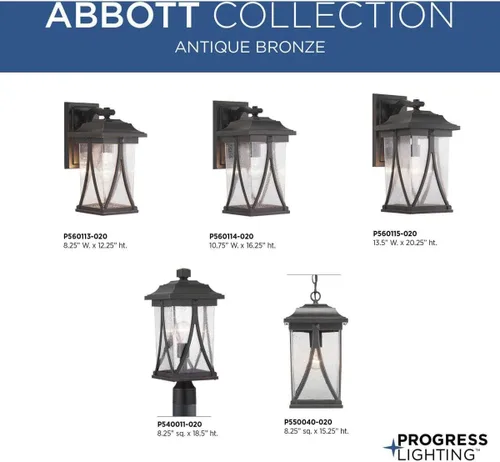 Vista 7 de Progress Lighting Abbott Collection - Farol de pared pequeño de cristal transparente con semilla para exteriores, 1 luz, bronce antiguo